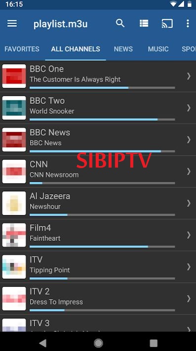 برنامه IPTV اندروید - لیست کانال